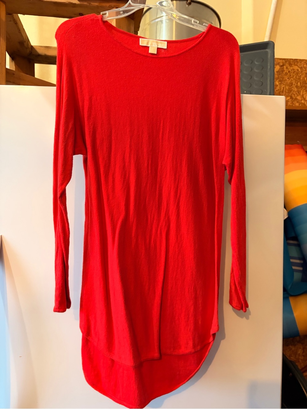 MICHAEL Michael Kors Bright Red Long-Sleeve High-Low Tunic